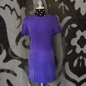 🥰👚🥿👒👗PETITE Silk DRESS pleated Vintage art-deco retro Business Work Theater